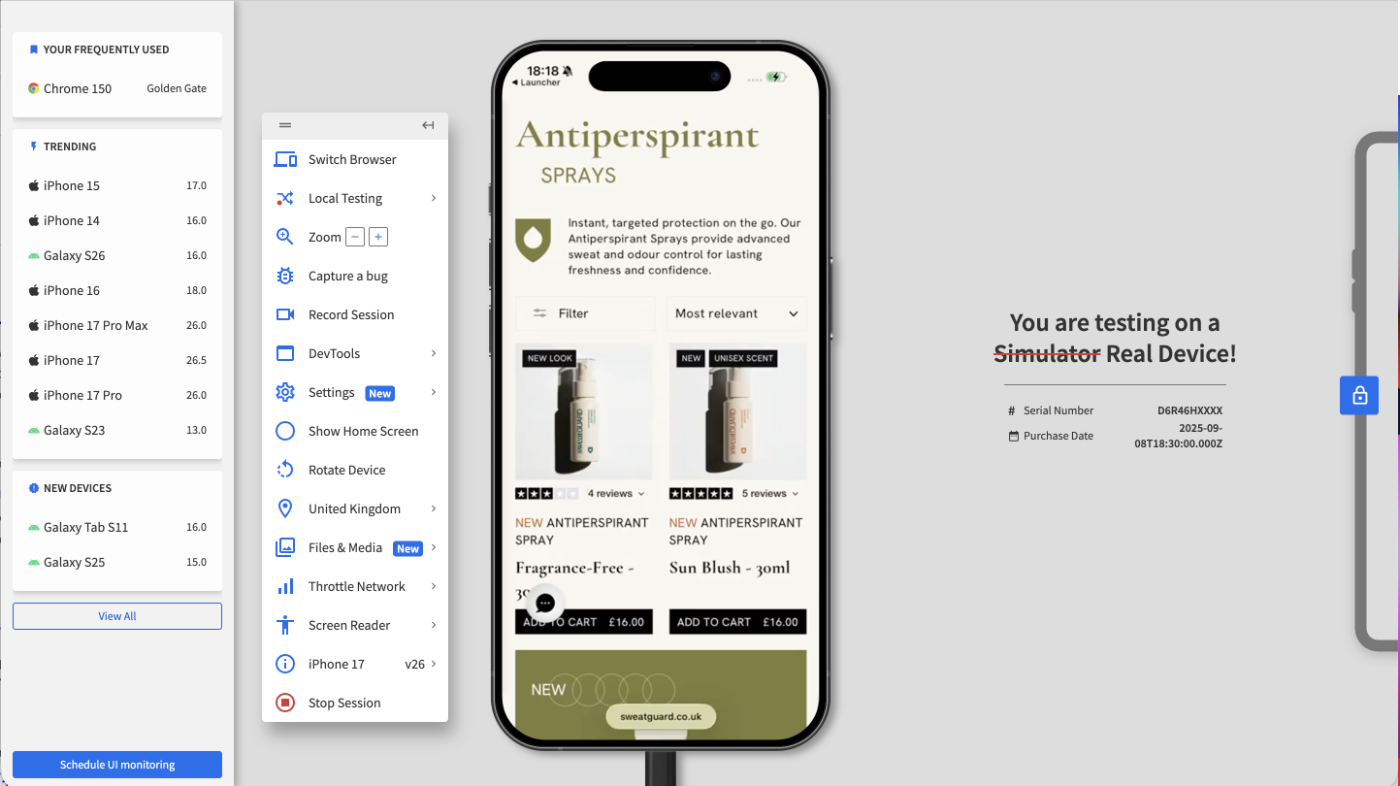 Browserstack mobile eccomerce testing